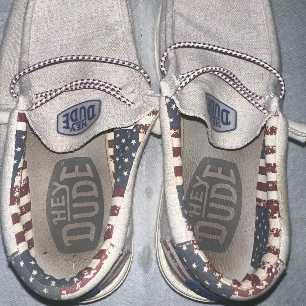 Hey Dude Women's Flats - White with Red and Blue Accents